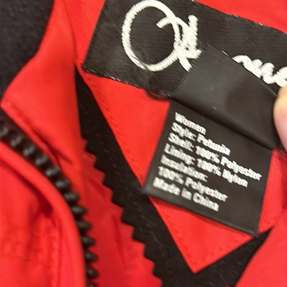 VTG Obermeyer Winter Coat Hidden Hood Jacket Red Black Womens 8 Petunia - Picture 12 of 14